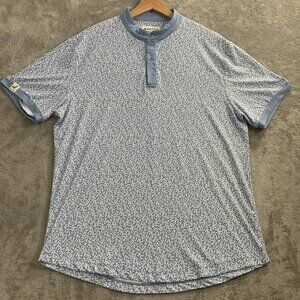 Mantra Catalyst Polo Shirt Mens Large Coral Reef AOP Blue White Casual Preppy